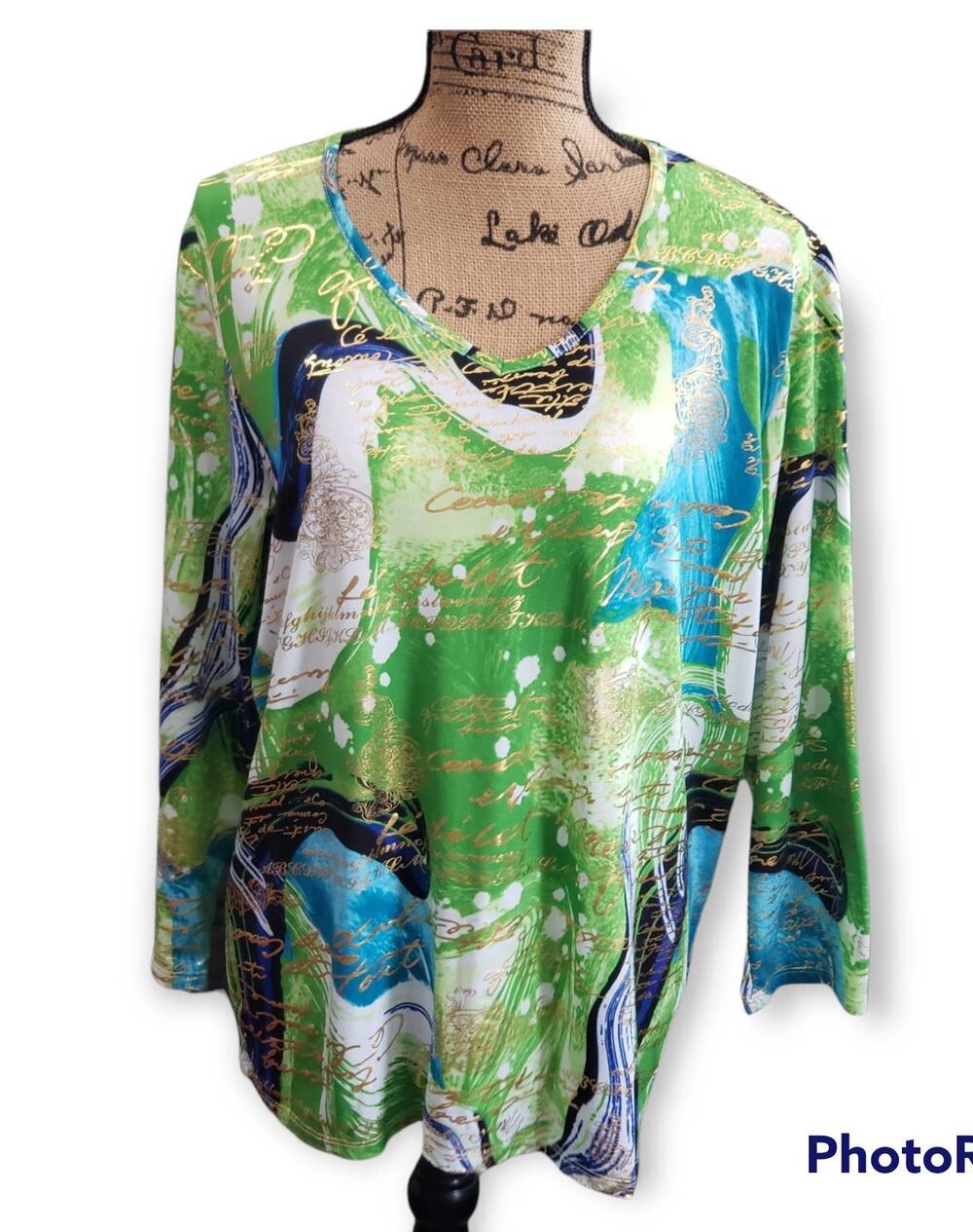 Alia Multi Colored Designs & Writting Long Sleeve Shirt